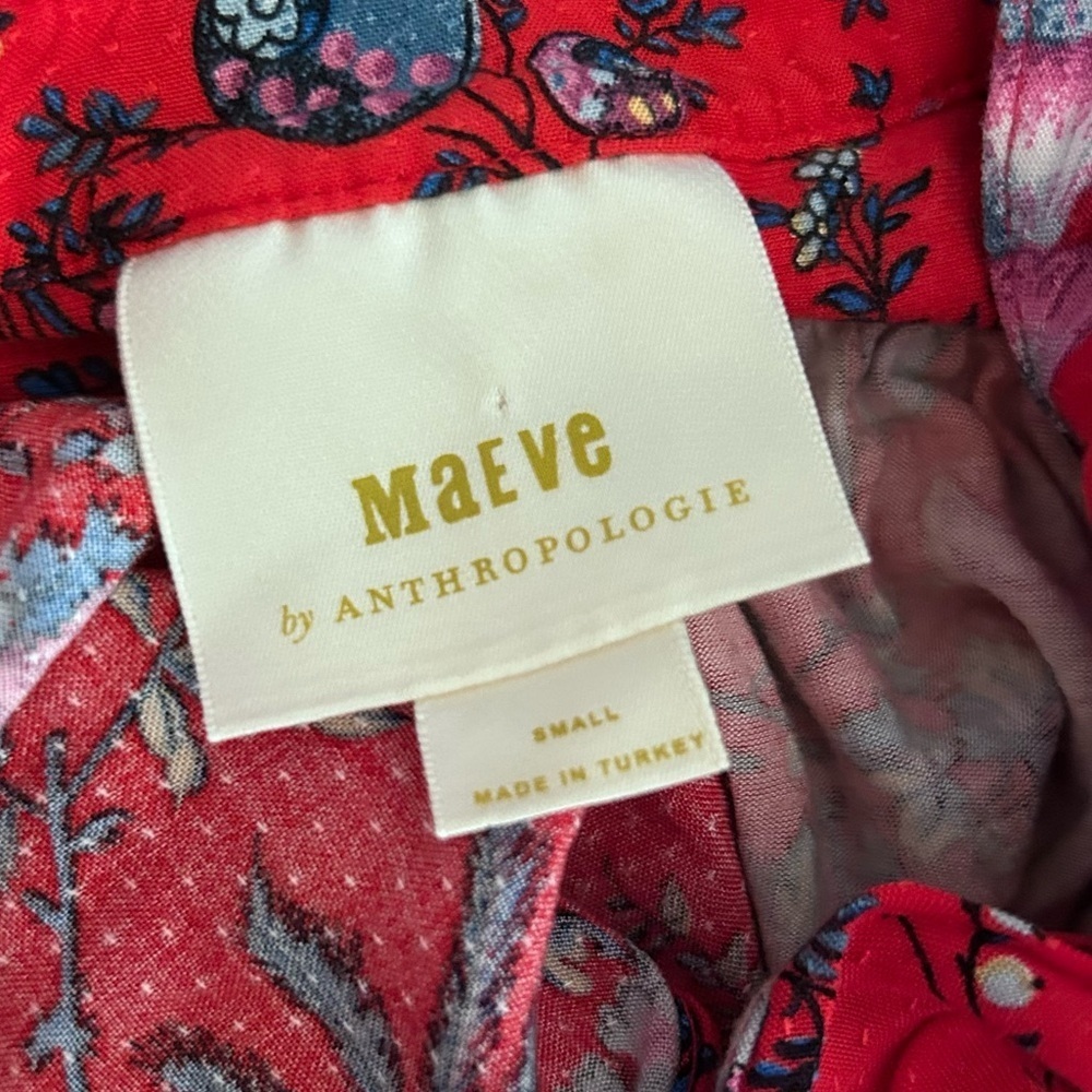 Anthropologie Maeve Windham Floral Tunic Top in Red Sz S - Picture 7 of 7